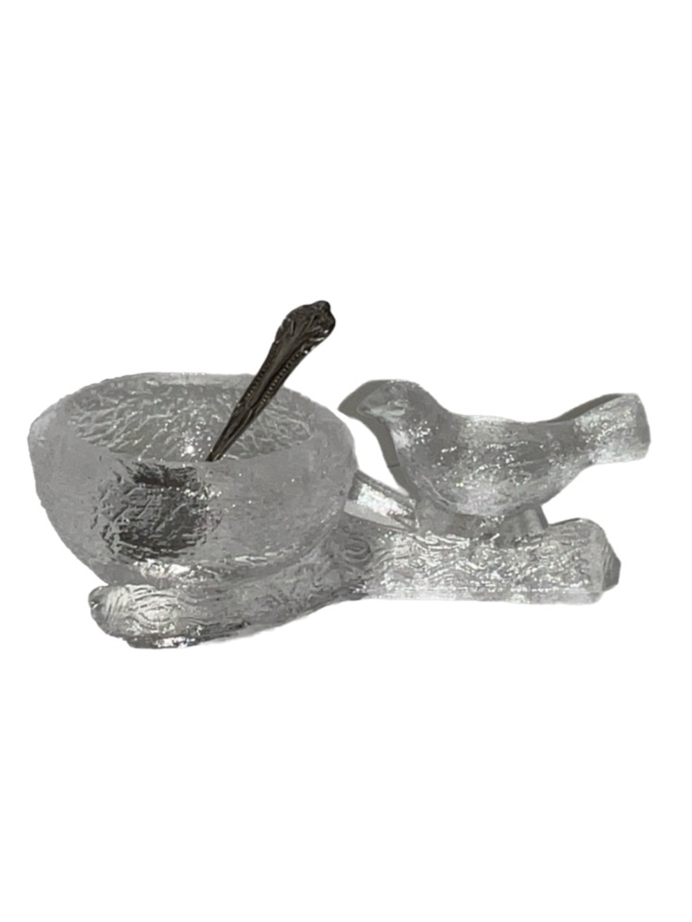 Bird Salt Cellar with Sterling Spoon - Vintage
